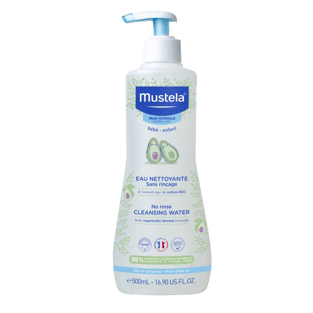 Mustela Bébé Eau Nettoyante Sans Rinçage Peau Normale Flacon Pompe 500ml