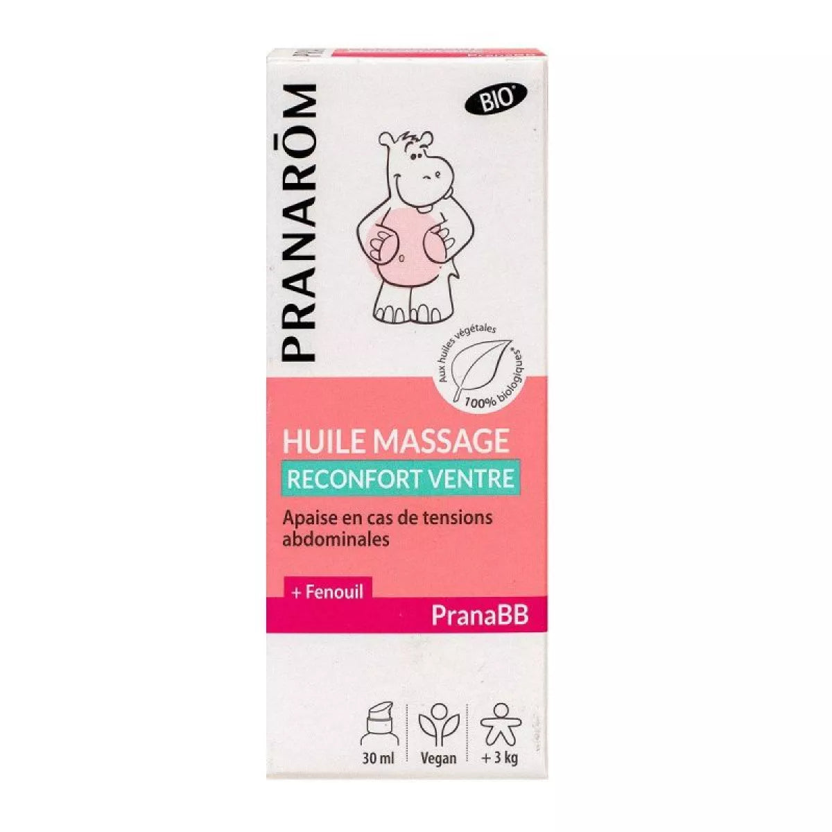 Pranarom Pranabb Huile de Massage Confort Digestif Apaise en Cas de Tensions Abdominales Fenouil Bio 30 ml