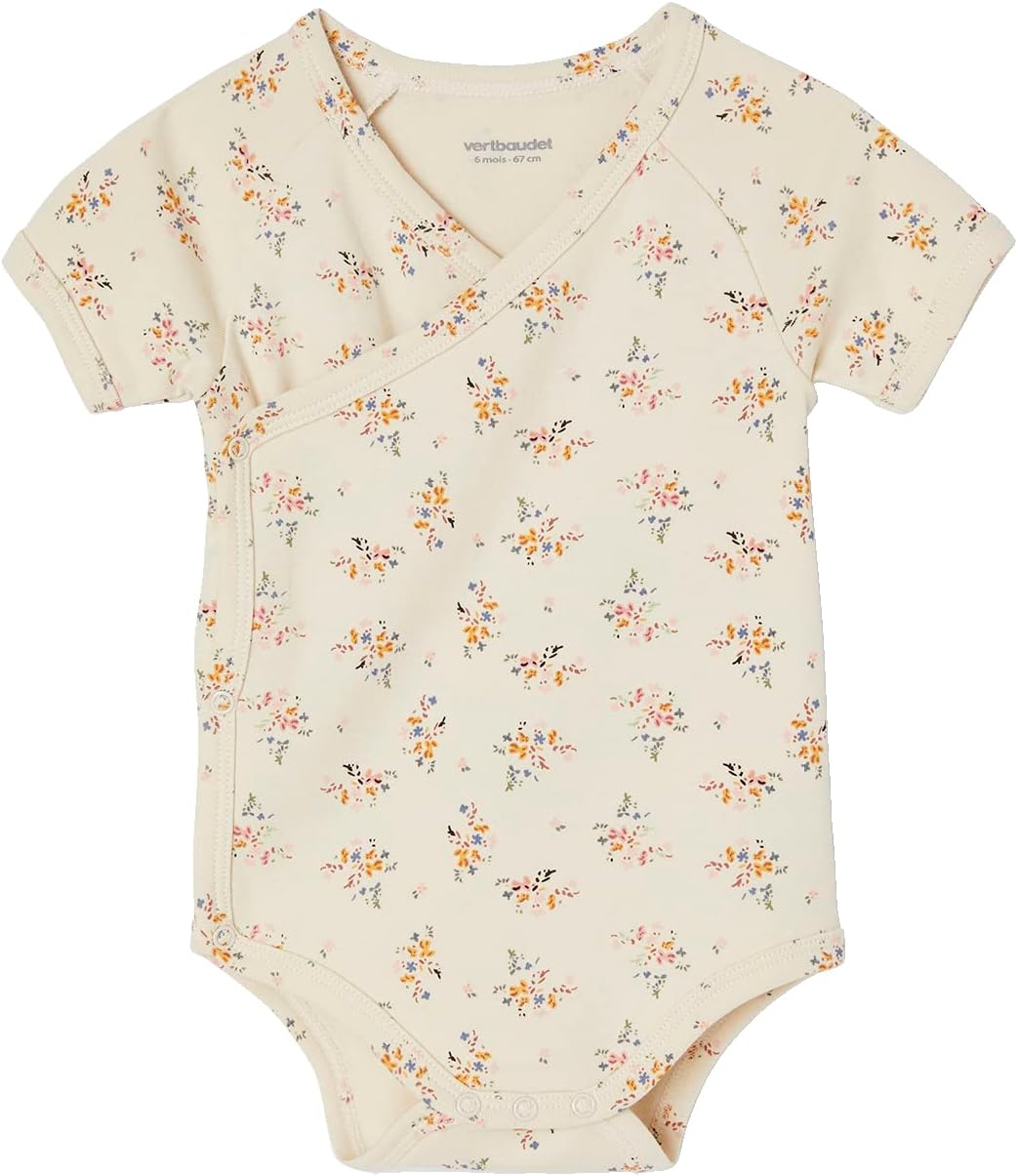 VERTBAUDET Lot de 5 bodies manches courtes bébé ouverture naissancerose pâle 9M(71CM)