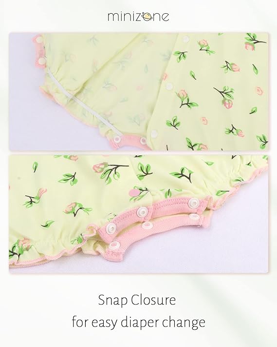 Minizone Pyjama Bébé Fille Manches Courtes Barboteuses L'été Grenouillères Coton Combinaisons 0-12 Mois