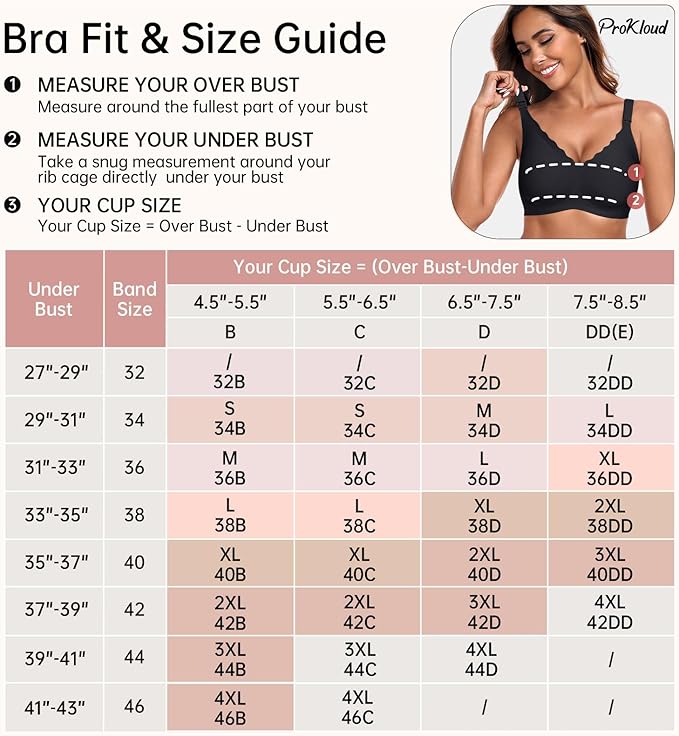 Prokloud Soutien-Gorge d'allaitement Couverture Complète sans Couture Soutien-Gorge de Maternité Confort Soutien-Gorge Allaitement sans Armature Grande Taille avec Boucle d'extension