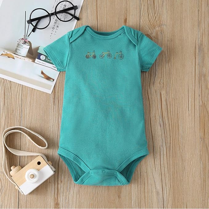 Amropi Bébé Body Garçons Lot de 5 Bodies à Manches Courtes Coton D'été Combinaison pour 0-24 Mois