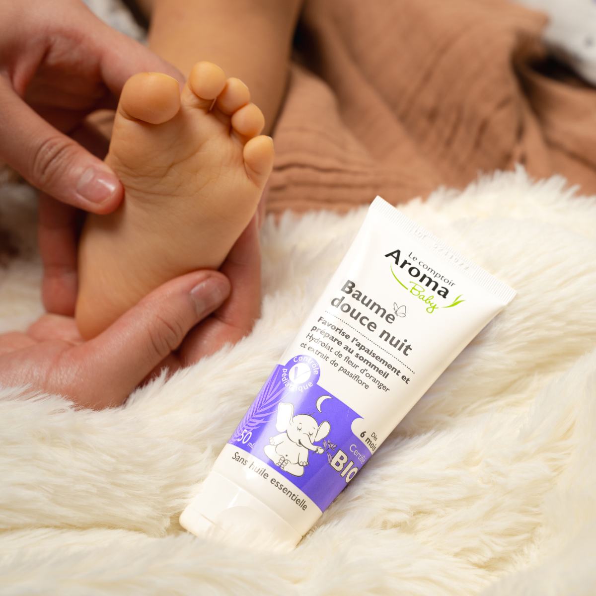 Le Comptoir Aroma Baby Baume Douce Nuit Sommeil Bio Dès 6 Mois Tube 50 ml