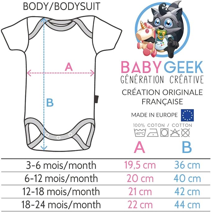 Baby Geek Le Plus Beau bébé de la Galaxie - Body Bébé Manches Courtes - Coton - Noir & Gris