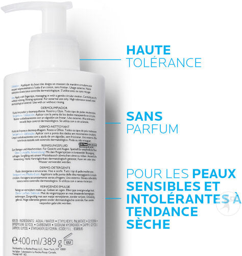 La Roche-Posay Toleriane Fluide Dermo-Nettoyant Visage Et Yeux Flacon Pompe 400ml