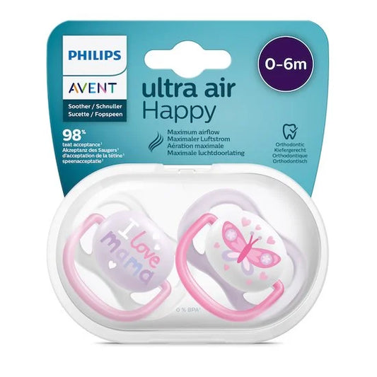 Philips Avent Lot de 2 sucettes Ultra Air sans BPA pour les bébés âgés de 0 à 6 mois