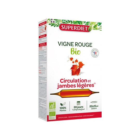 Superdiet Vigne Rouge Bio - 20 Ampoules de 15 ml