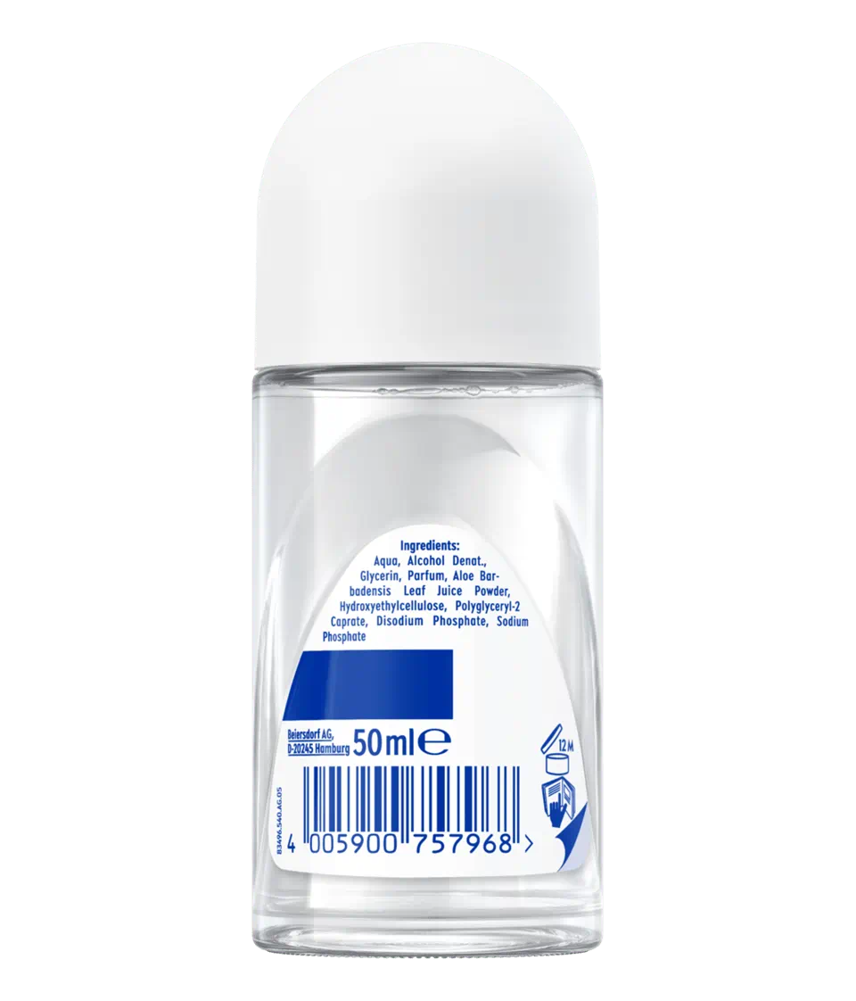 NIVEA NATURALLY GOOD Déodorant Femme Aloe Vera Bio Bille 50 ml, déodorant avec 95% d’ingrédients d’origine naturelle, roll-on fraîcheur 24h