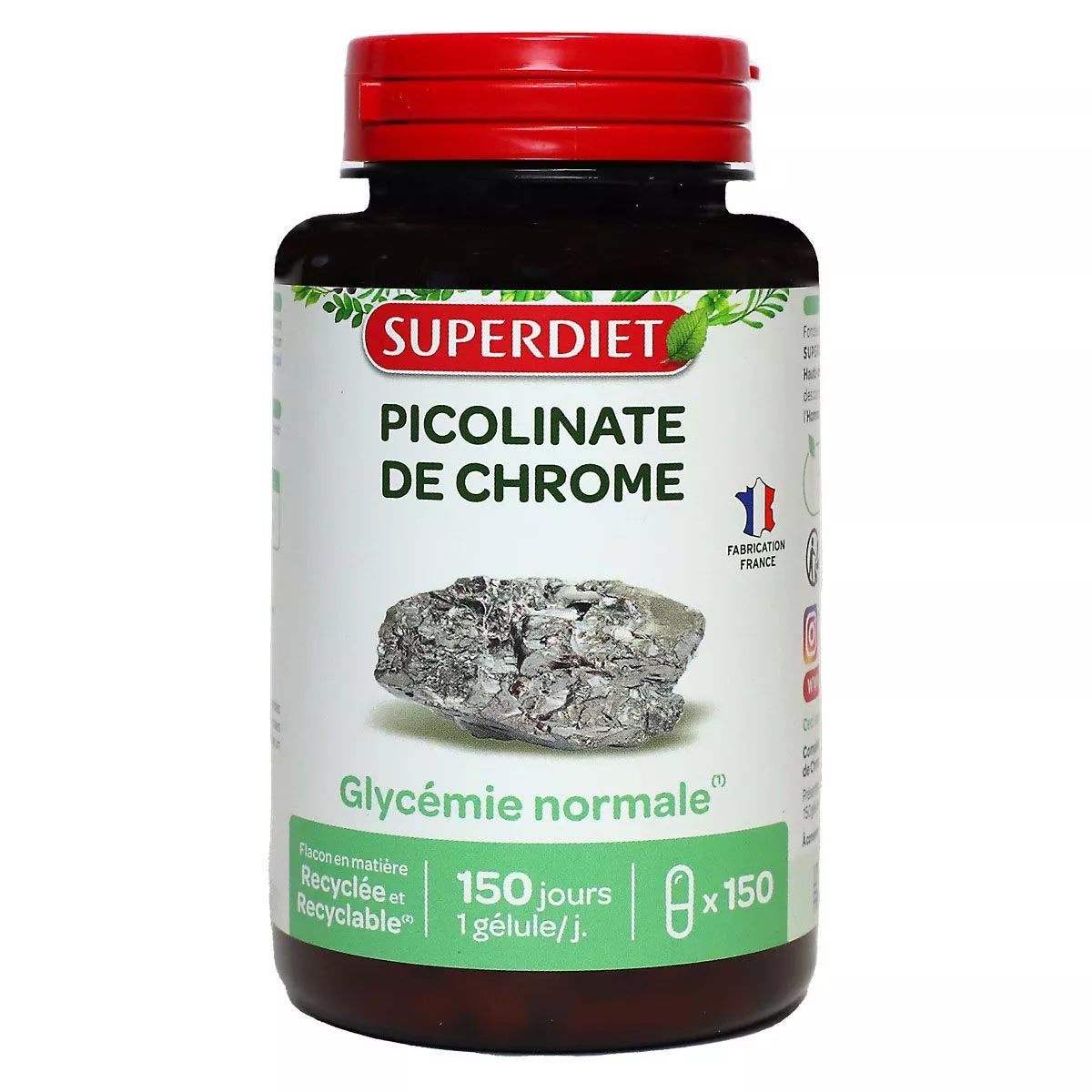Superdiet Picolinate de Chrome Glycémie Normale 150 Gélules