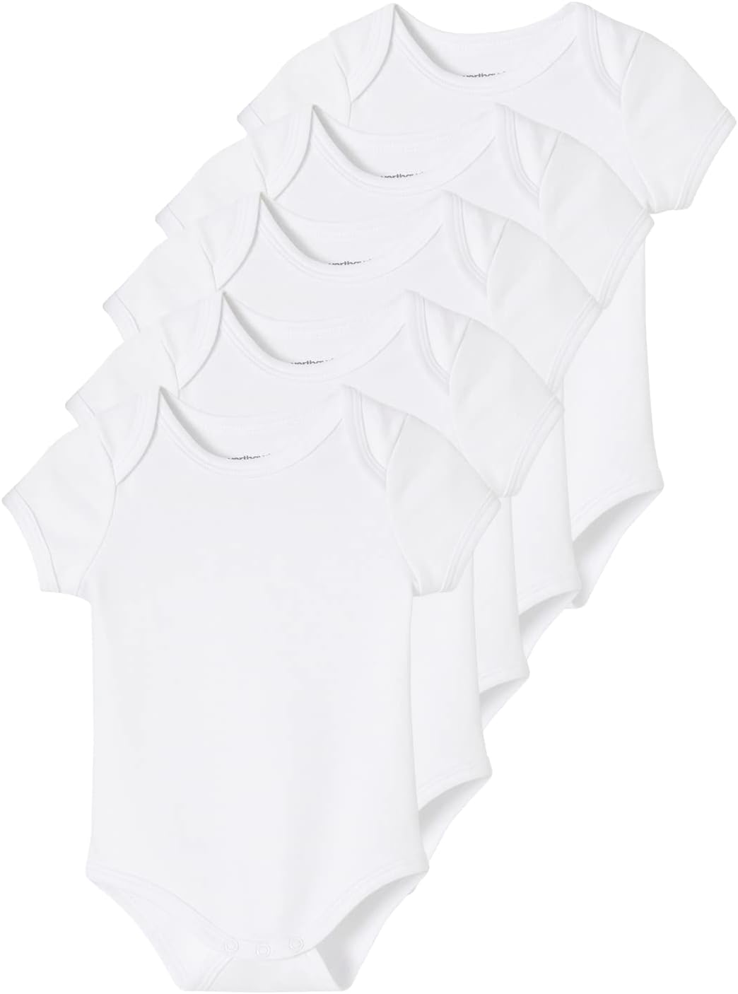 VERTBAUDET Lot de 5 bodies en interlock bébé manches courtes ouverture US BASICS lot blanc24M(86CM)