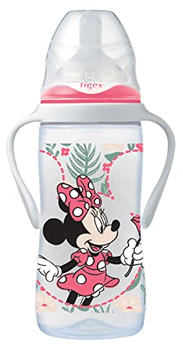Tigex Biberon 3 vitesses à poignées amovibles | +6 mois | 300 ml | Tétine en silicone | Anti-colique | Sans BPA | Disney Minnie Mouse