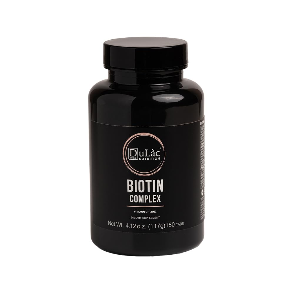 Biotine cheveux, ongles, peau, 180 comprimés Dulàc complement alimentaire cheveux avec biotine selenium zinc vitamine C et graines de citrouille pour la pousse cheveux, Made in Italy