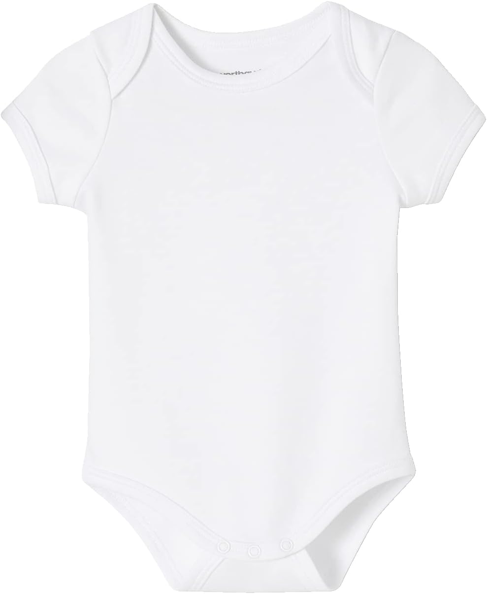 VERTBAUDET Lot de 5 bodies en interlock bébé manches courtes ouverture US BASICS lot blanc24M(86CM)