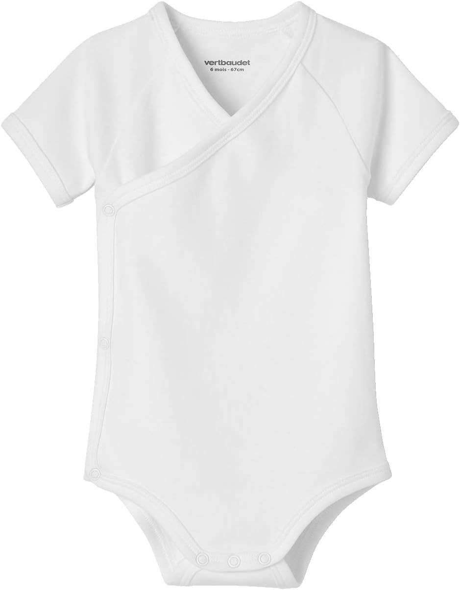VERTBAUDET Lot de 5 bodies manches courtes bébé ouverture naissance BASICSlot ivoire3M(60CM)