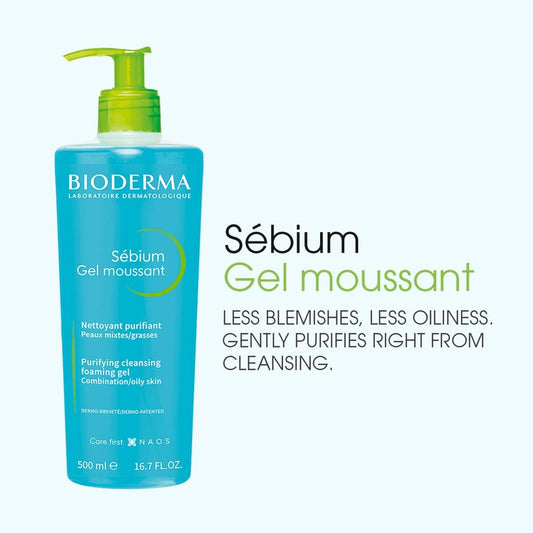 Bioderma Sébium Gel Moussant Nettoyant Purifiant Peaux Mixtes Ou Grasses 500ml