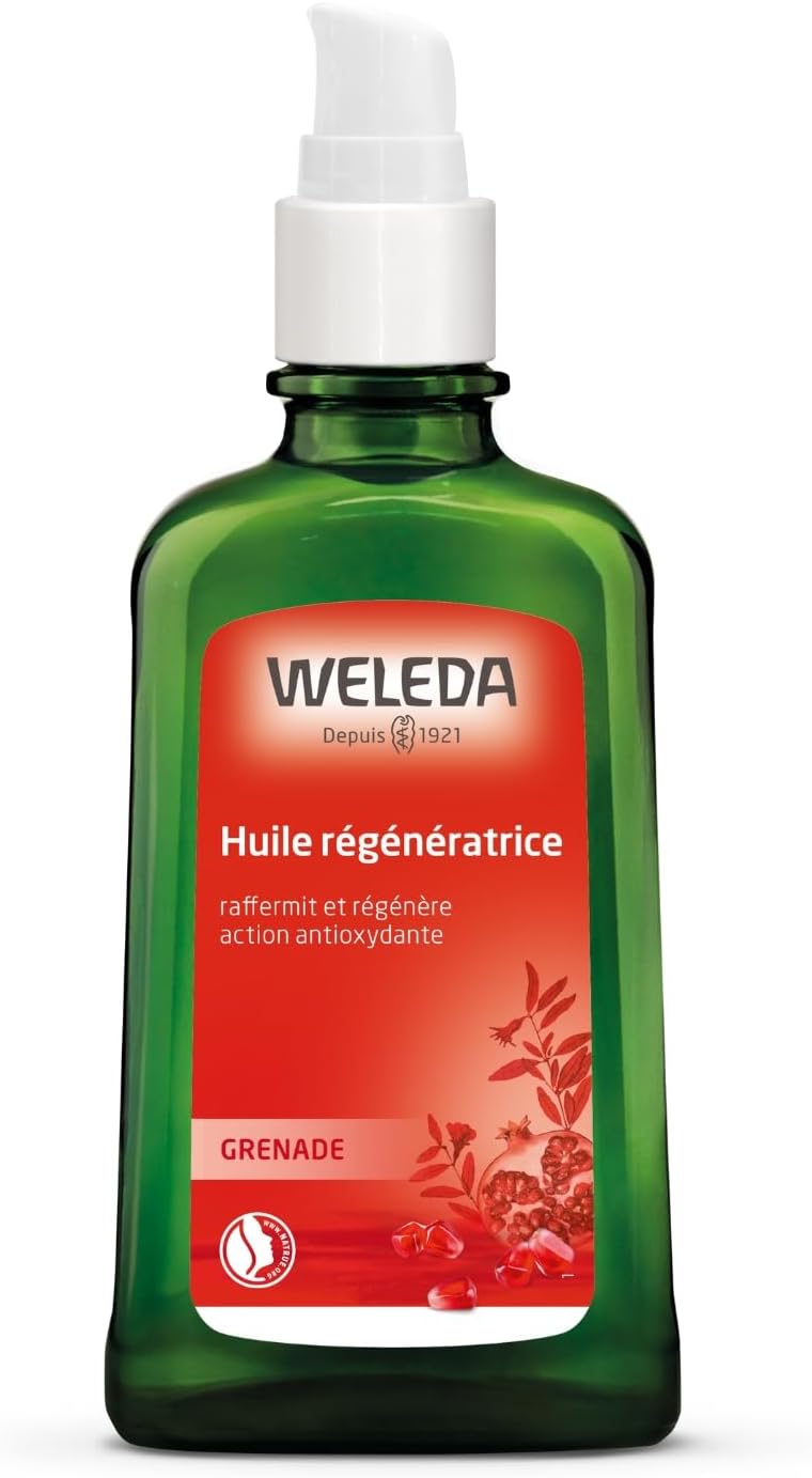 WELEDA - Huile régénatrice à la Grenade - Raffermit et régénère - Soin corporel antioxydant, active le renouvellement cellulaire et retarde les manifestations du vieillissement - NATRUE* - Vegan*** - 100 ml