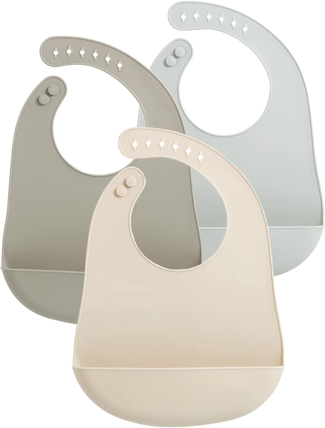 PandaEar Bavoir pour Bébé en Silicone| Lot de 3 Imperméable Ultra Fins et Léger Bavoirs pour les repas en Silicone pour Bébés et Tout-petits| Ajustable, Facile à Nettoyer