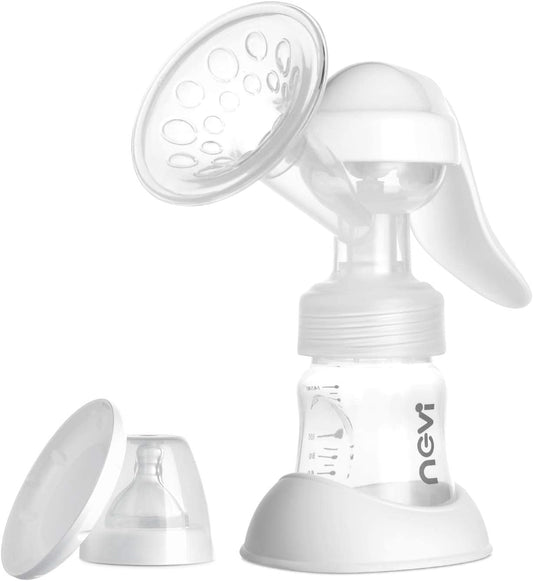 NCVI | Tire Lait Manuel | Breast Pump 2 Modes | 140 ml | Silicone Pump de Qualité Alimentaire Sans BPA | Tire Lait Portable avec Bouteille de Lait pour Biberon Allaitement Bebe, Recueil Lait Maternel