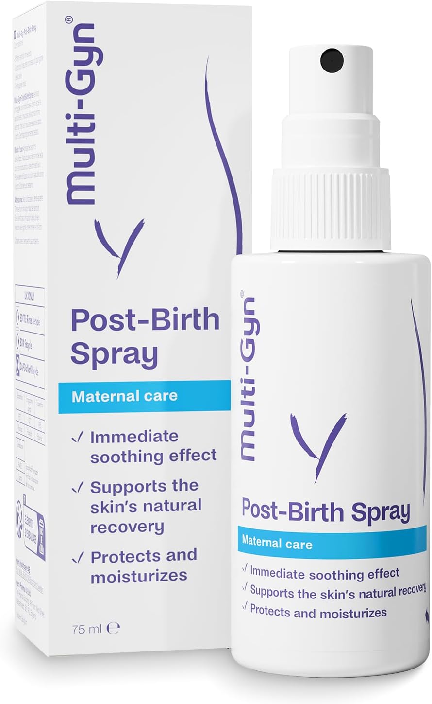 Multi Gyn Spray Apaisant Post Accouchement - Spray Rafraîchissant Soulagement de la Douleur Post Partum pour l'inconfort Périnéal - Apaisante Instantanée avec Aloe Vera pour Soins Post-Partum - 75ml