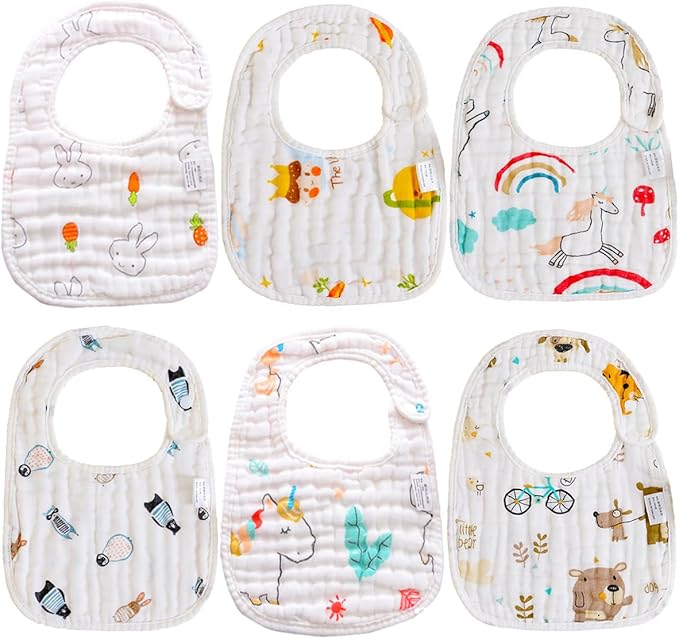 SLOSH Bavoirs Bébé Imperméables Etanche Imperméable Waterproof Naissance Bebe Nouveau Né 0 mois à 36 mois 3 ans Coton Doux Absorbant Respirent Nourrissons Unisex Garçons Filles