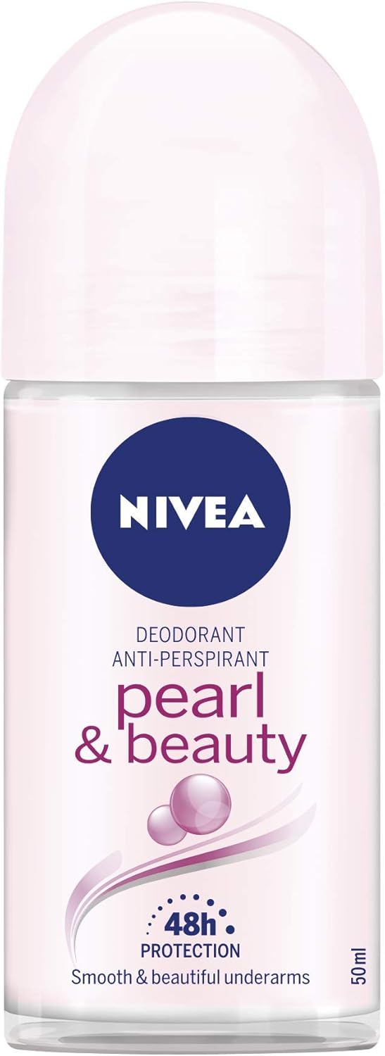 NIVEA Pearl & Beauty Déodorant Roll-On en lot de 6 x 50 ml, Déodorant anti-transpirant avec Extraits de Perle, Déo Roll qui régule la transpiration pendant 48 h