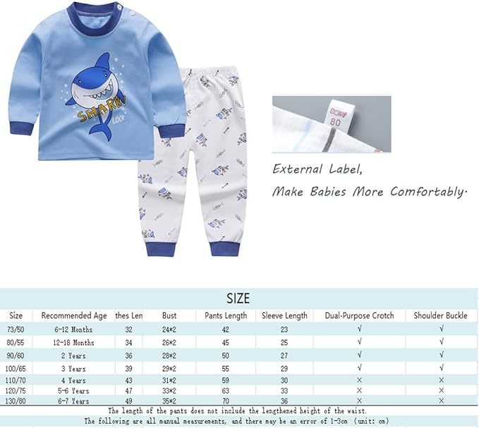 3Set/Pack Impression de Dessin animé bébé Garçons Coton Pyjama Bébé Coton Pyjama Four Seasons sous-vêtements Ensembles Enfants