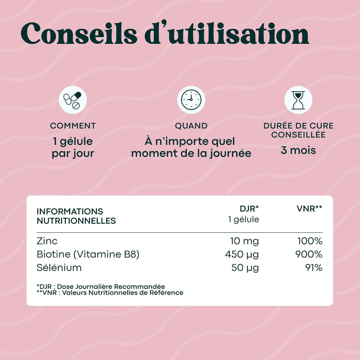 Novoma Biotine avec Sélénium et Zinc, Accélère la Pousse des Cheveux, Cure de 2 mois, 60 Gélules Végétales, Complément Alimentaire de Vitamine B8, Fabriqué en France,