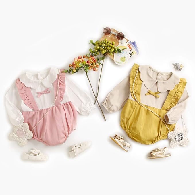 Sanlutoz Coton Manche Longue Bébé Filles Bodys Mignonne L'automne Mode Bambin Tenues