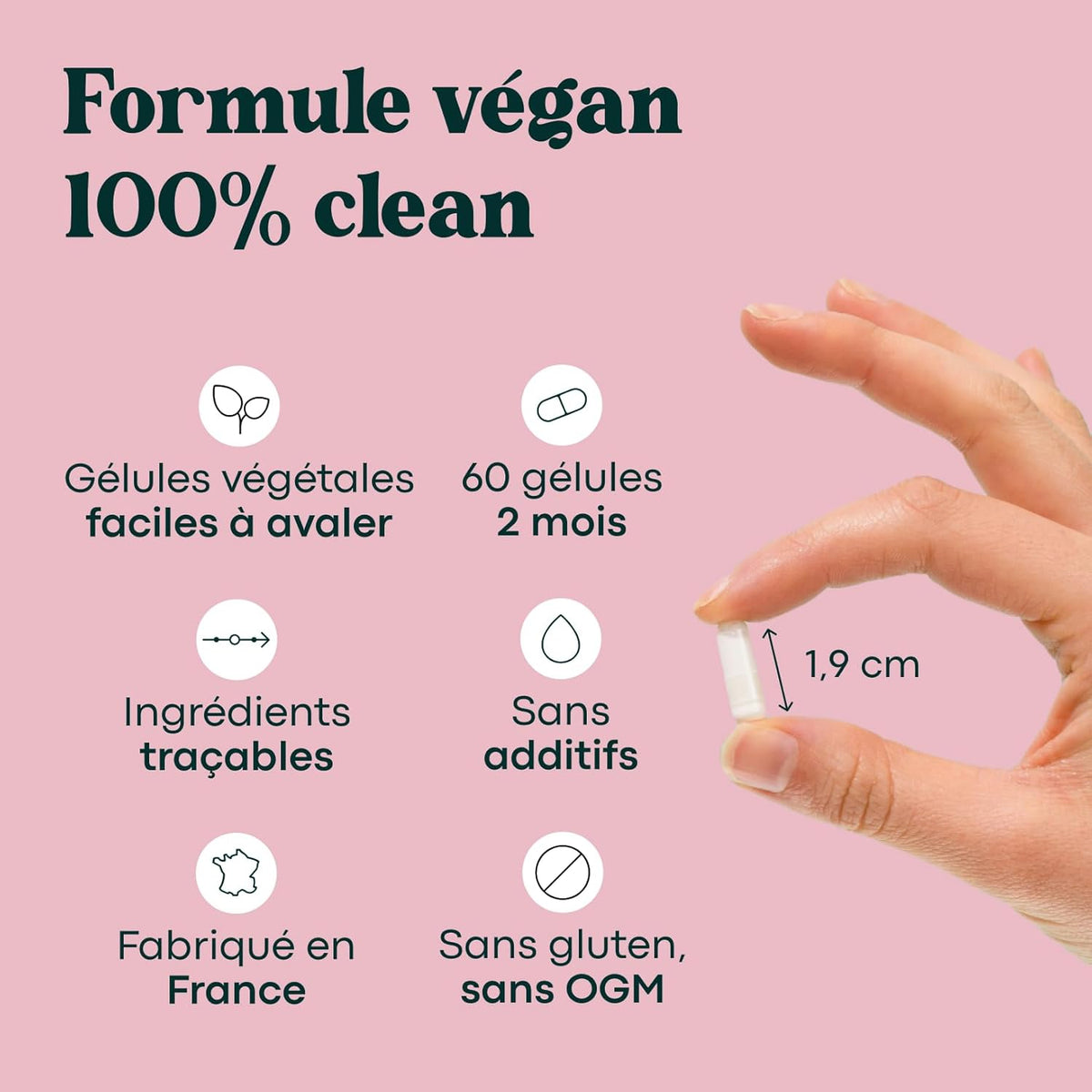 Novoma Biotine avec Sélénium et Zinc, Accélère la Pousse des Cheveux, Cure de 2 mois, 60 Gélules Végétales, Complément Alimentaire de Vitamine B8, Fabriqué en France,
