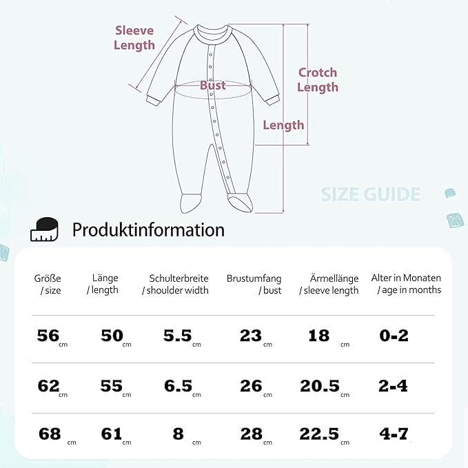 Miracle Baby 3 pièces bébé barboteuses bébé pyjama sac de couchage en coton avec pieds avec boutons Gr. 56 62 68 pour nouveau-né filles