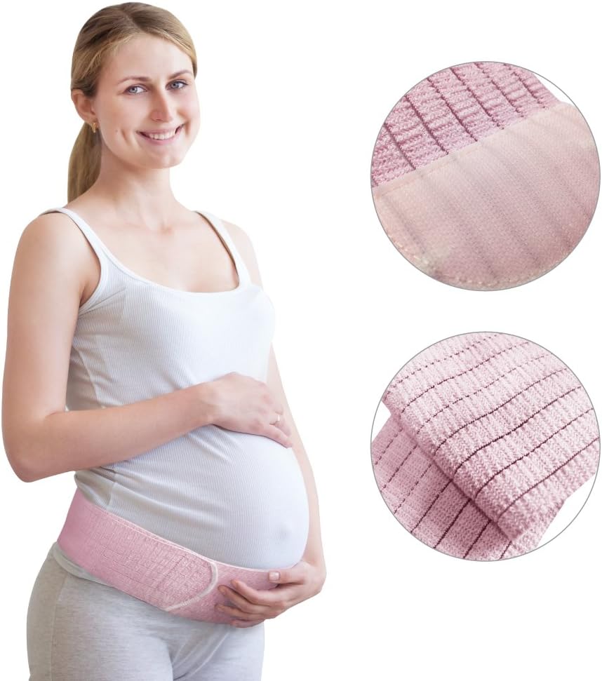 Bracoo Ceinture de Grossesse 2-en-1 MS61, Soutien abdominal et dorsal, Soulager la douleur, Bandage pour Récupération Post-Partum, Bande Légèreté et confort, Rose