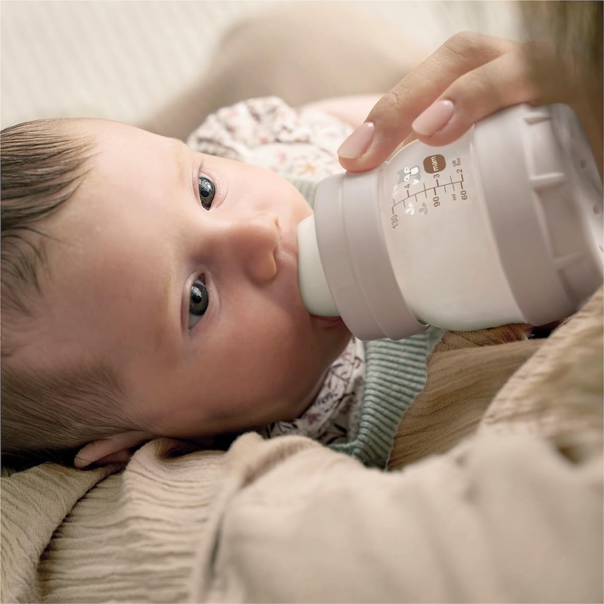 MAM Biberon Easy Start/Anti-Colique - 130ml - Sable - Tétine Débit 0