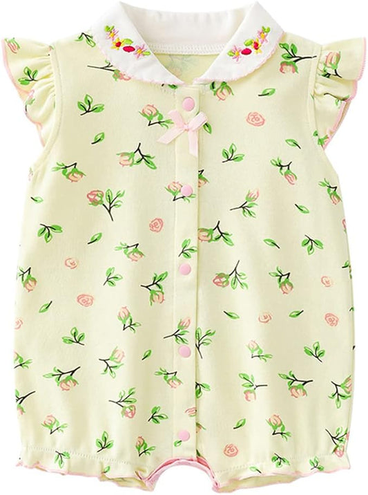 Minizone Pyjama Bébé Fille Manches Courtes Barboteuses L'été Grenouillères Coton Combinaisons 0-12 Mois