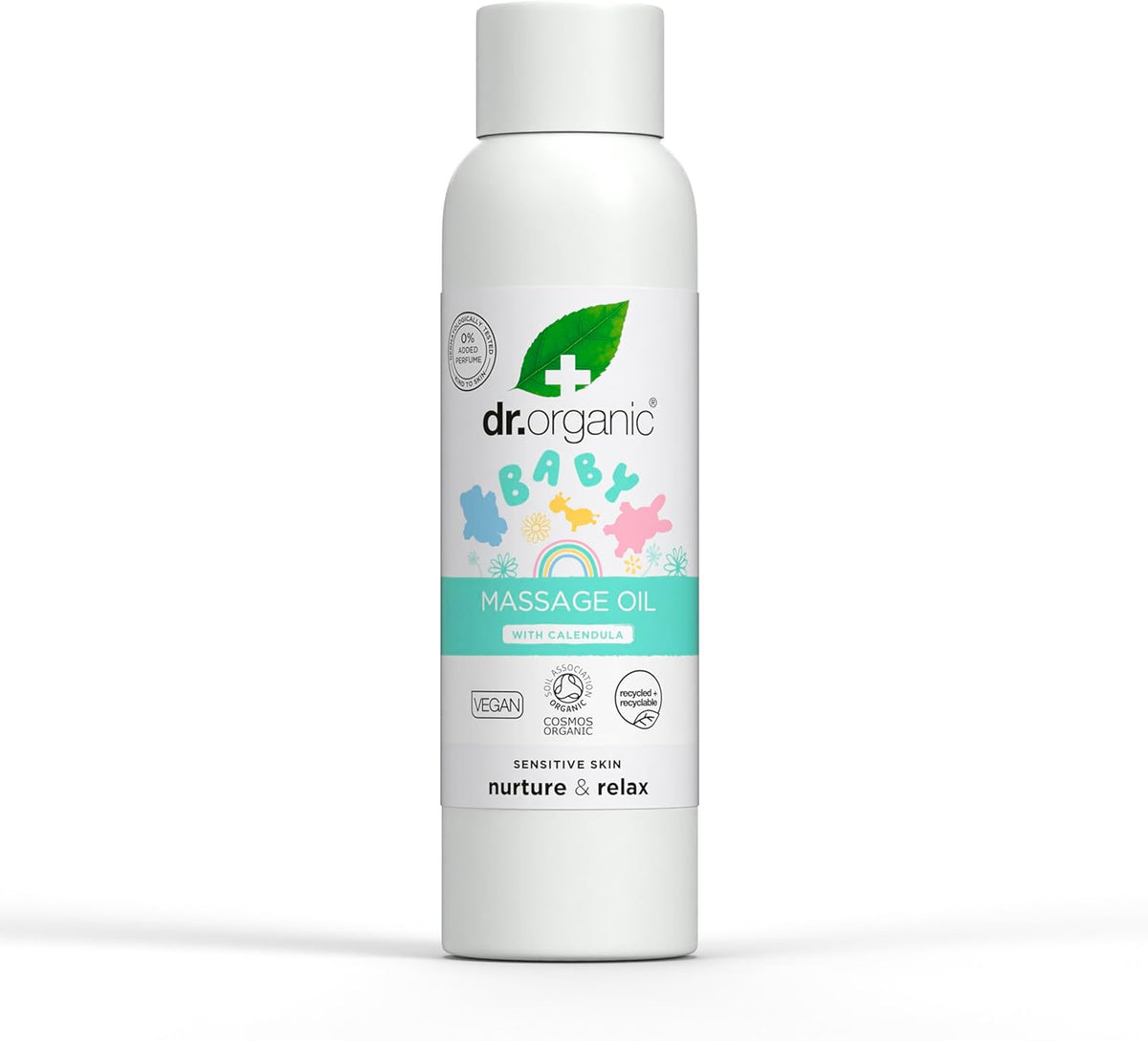 Dr Organic Huile de Massage pour Bébé au Calendula, Peau Sensible, Massage Apaisant & Affectif, Testé Dermatologiquement, Naturel, Végan, Sans Cruauté, Sans Paraben & SLS, Bio Certifié, 150ml
