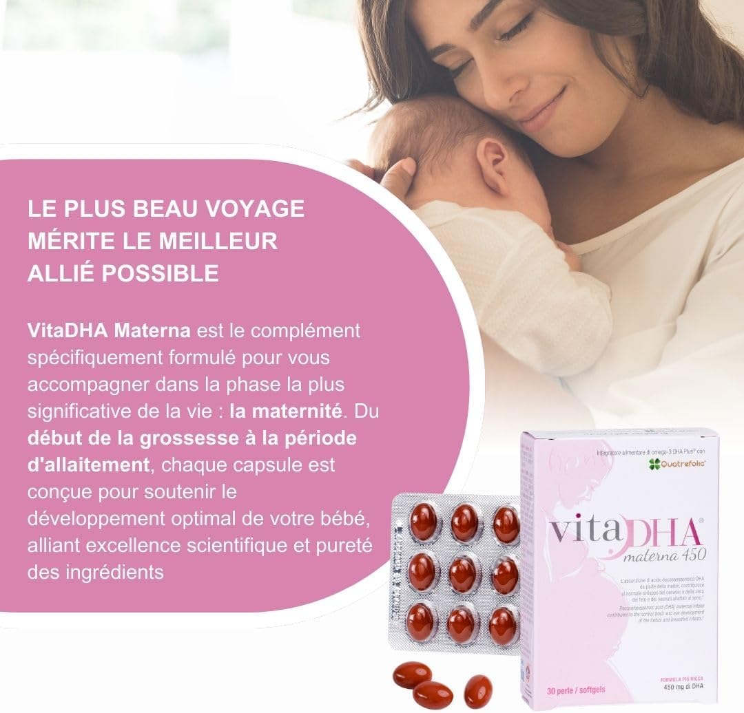 U.G.A. Nutraceuticals Srl Complément Alimentaire Vita DHA Materna 450 mg, 30 Gélules