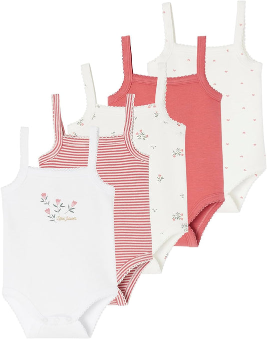VERTBAUDET Lot de 5 bodies à bretelles naissance en coton biologiquevieux rose36M(97CM)
