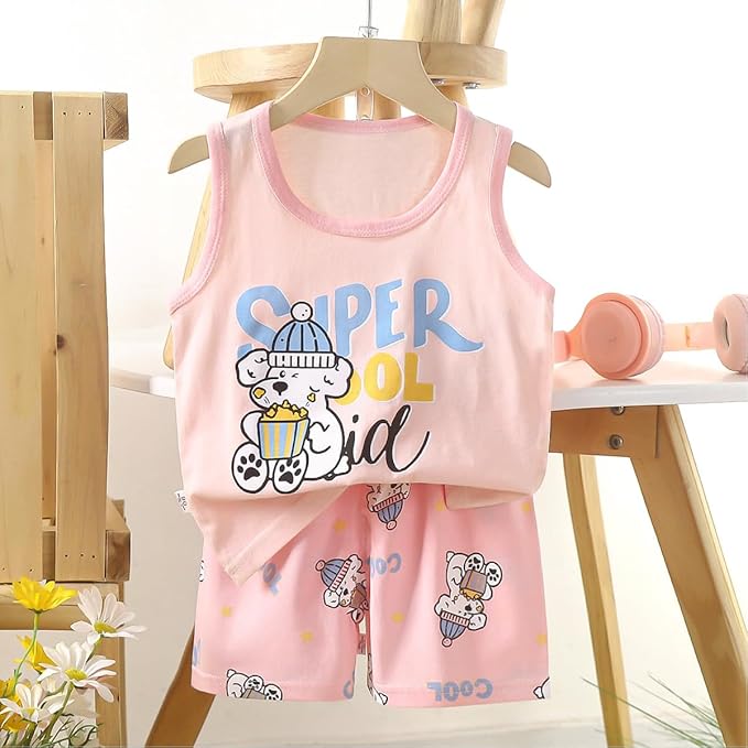8 Pack De Filles Ou Bébé Filles sans Manches T-Shirt Débardeurs Pantalons Courts Ensembles De Vêtements, Âge (3 Mois à 7 Ans)