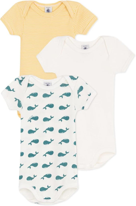 Petit Bateau Bodies Us Manches Courtes (Lot de 3) Mixte bébé