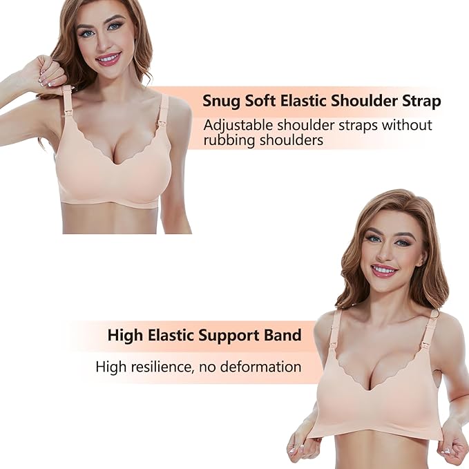 Dresime Soutien-Gorge d'allaitement, sans Couture Soutien Gorge Maternité avec Extra Extenseurs Soutien-Gorge de Grossesse sans Couture Ultra-Confortable pour Les Femmes