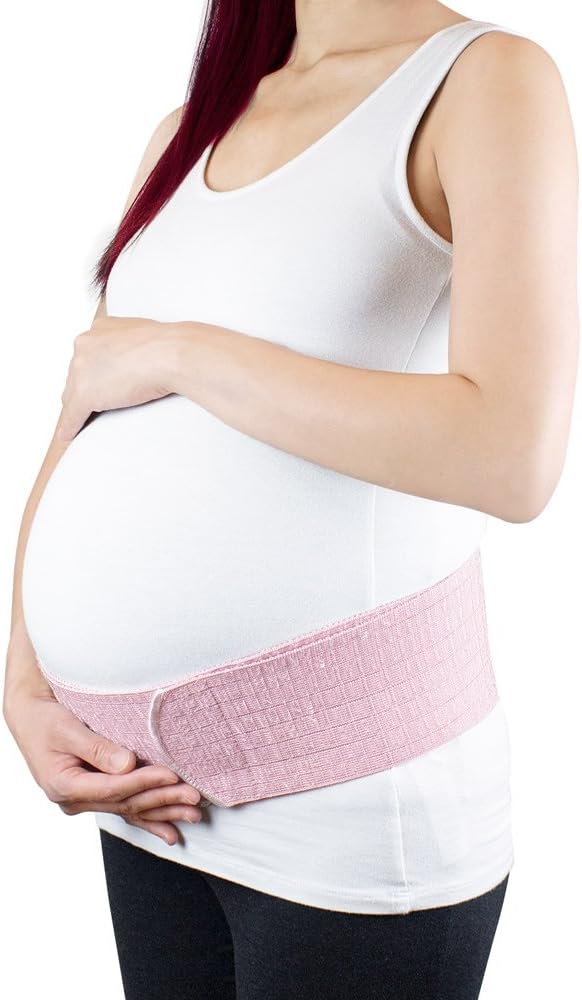 Bracoo Ceinture de Grossesse 2-en-1 MS61, Soutien abdominal et dorsal, Soulager la douleur, Bandage pour Récupération Post-Partum, Bande Légèreté et confort, Rose