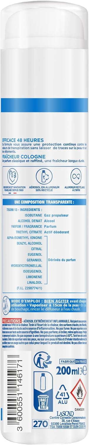 Narta Femme Déodorant Spray Fraîcheur Cologne 200ml