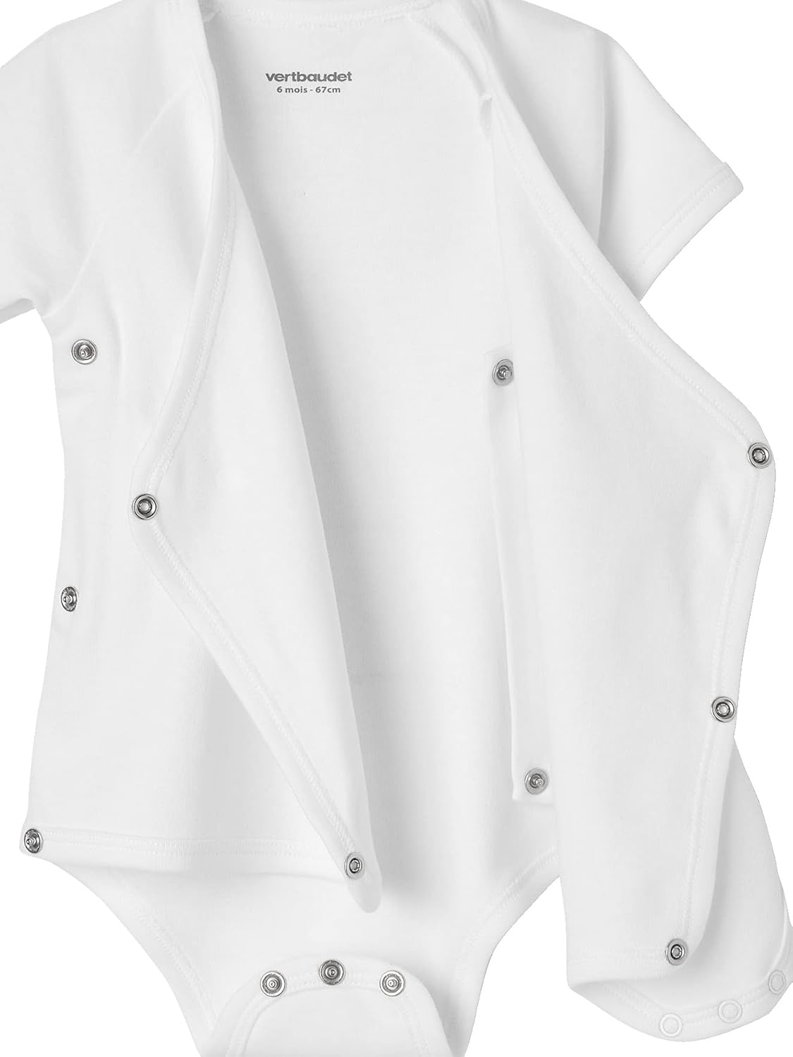 VERTBAUDET Lot de 5 bodies manches courtes bébé ouverture naissance BASICSlot ivoire3M(60CM)