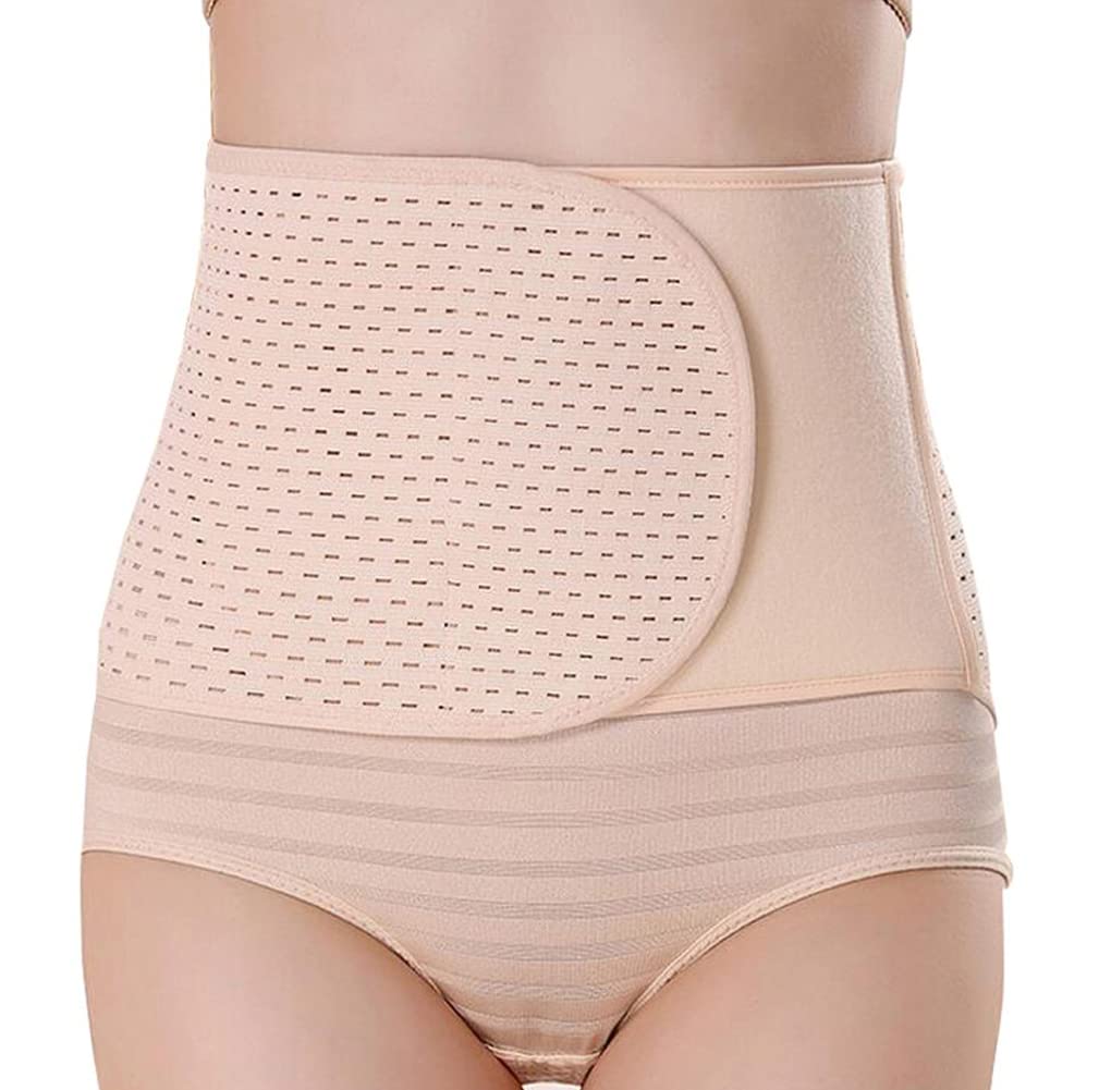 Ericotry 1 bande ventrale post-partum respirante et réglable - Ceinture abdominale post-opératoire - Soutien du ventre - Ceinture de récupération post-partum - Taille L - Beige