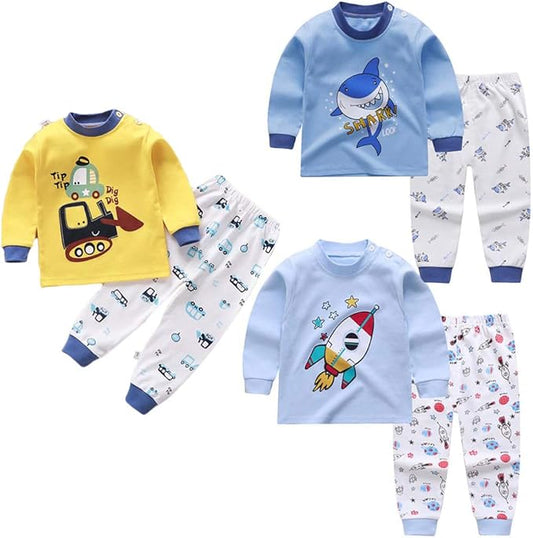 3Set/Pack Impression de Dessin animé bébé Garçons Coton Pyjama Bébé Coton Pyjama Four Seasons sous-vêtements Ensembles Enfants