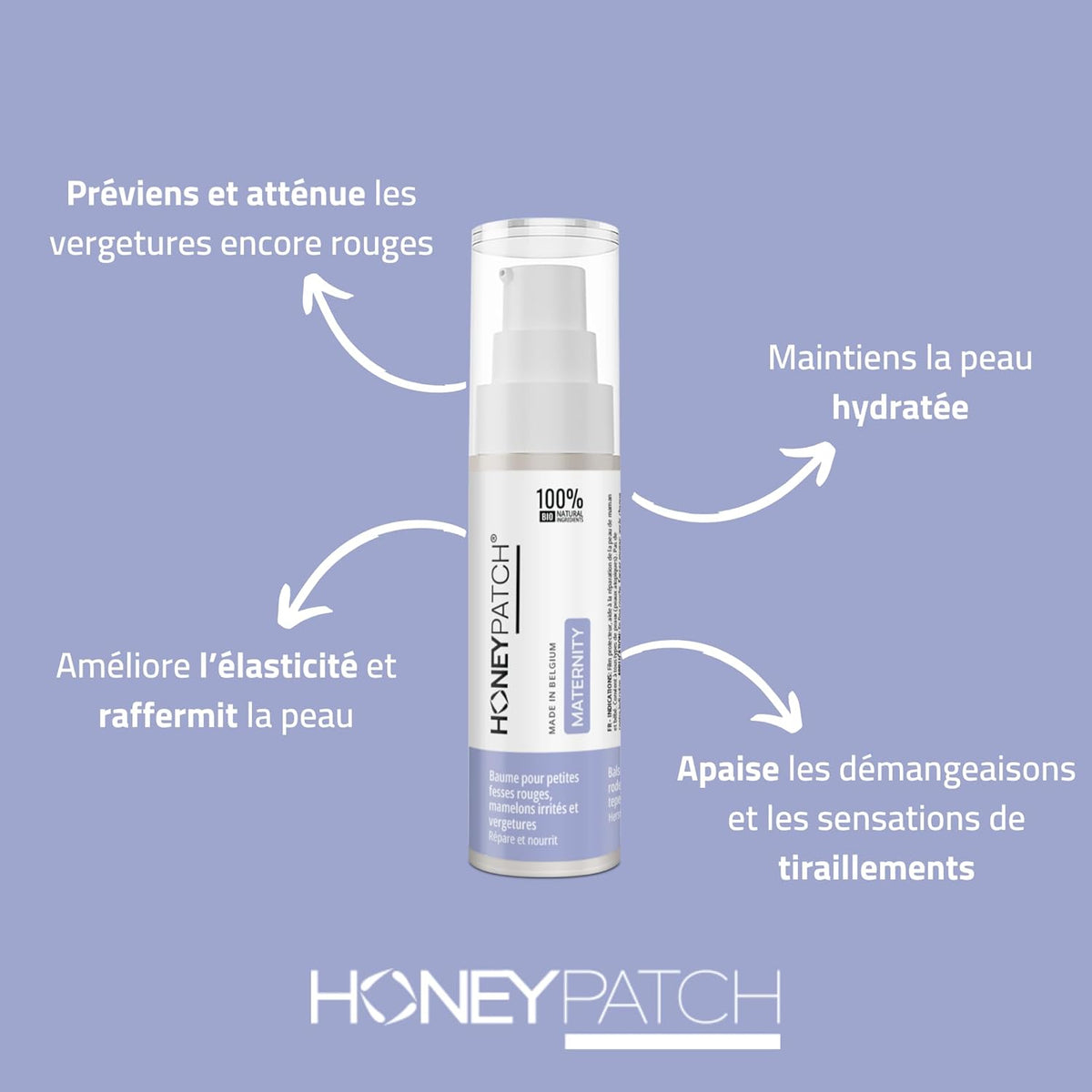 HONEY PATCH Baume allaitement comestible pour maman et bébé - Crevasses, mamelons irrités et vergetures - Cire d'abeille médicale et huile d'olive bio - Stérilisé et comestible - 30ml