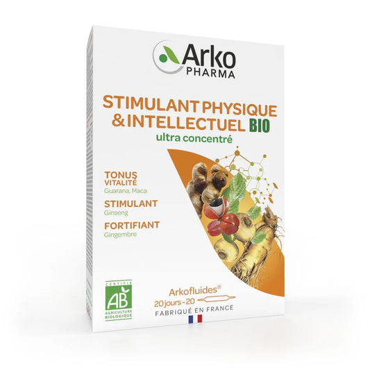 Arkopharma Arkofluides Stimulant Physique Intellectuel Ultra Concentré Bio 20 ampoules