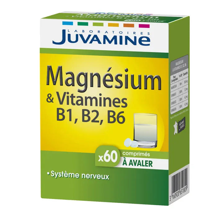 Juvamine Magnésium + Vitamines B1 B2 B6 60 Comprimés à Avaler