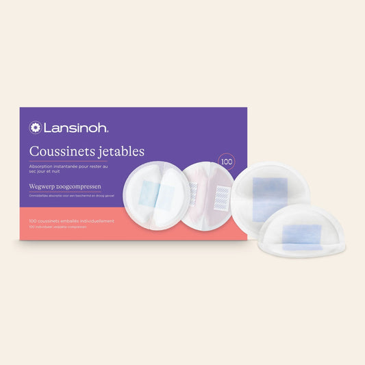 Lansinoh I Coussinets d'allaitement jetables X100, ultra absorbant, de jour comme de nuit, confortables, pour toutes les poitrines