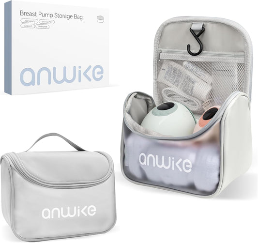 ANWIKE, Sac pour Tire Lait Electrique Main Libre – Sac pour Tire-Lait Portable avec Design Pratique du Crochet, Sac pour Allaitement avec Insert Imperméable, Idéal pour les Voyages et Le Travail, Gris