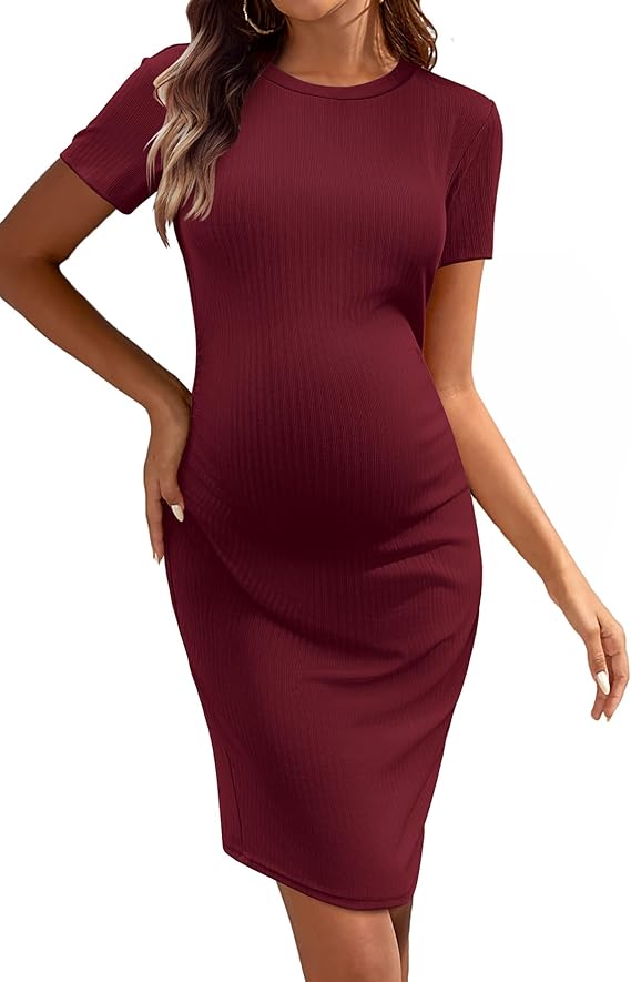 Ekouaer Robes de maternité pour Femmes Vêtements de maternité d'été à Manches Courtes pour Baby Shower